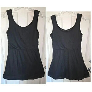 PrAna Mika Black Sleeveless Burnout Overlay Stretch Tank Dress Women's S